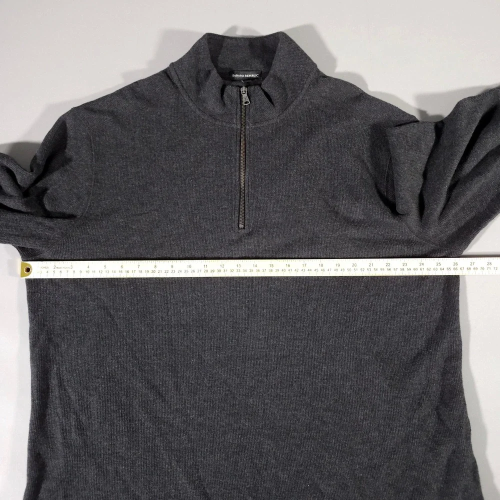 Banana Republic Quarter Zip Pullover Mens XXL Gray Ribbed Mock Neck Sweater